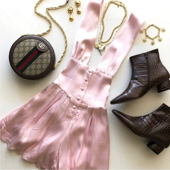 Vanessa Mooney Pink Satin Romper - Picture 6 of 9